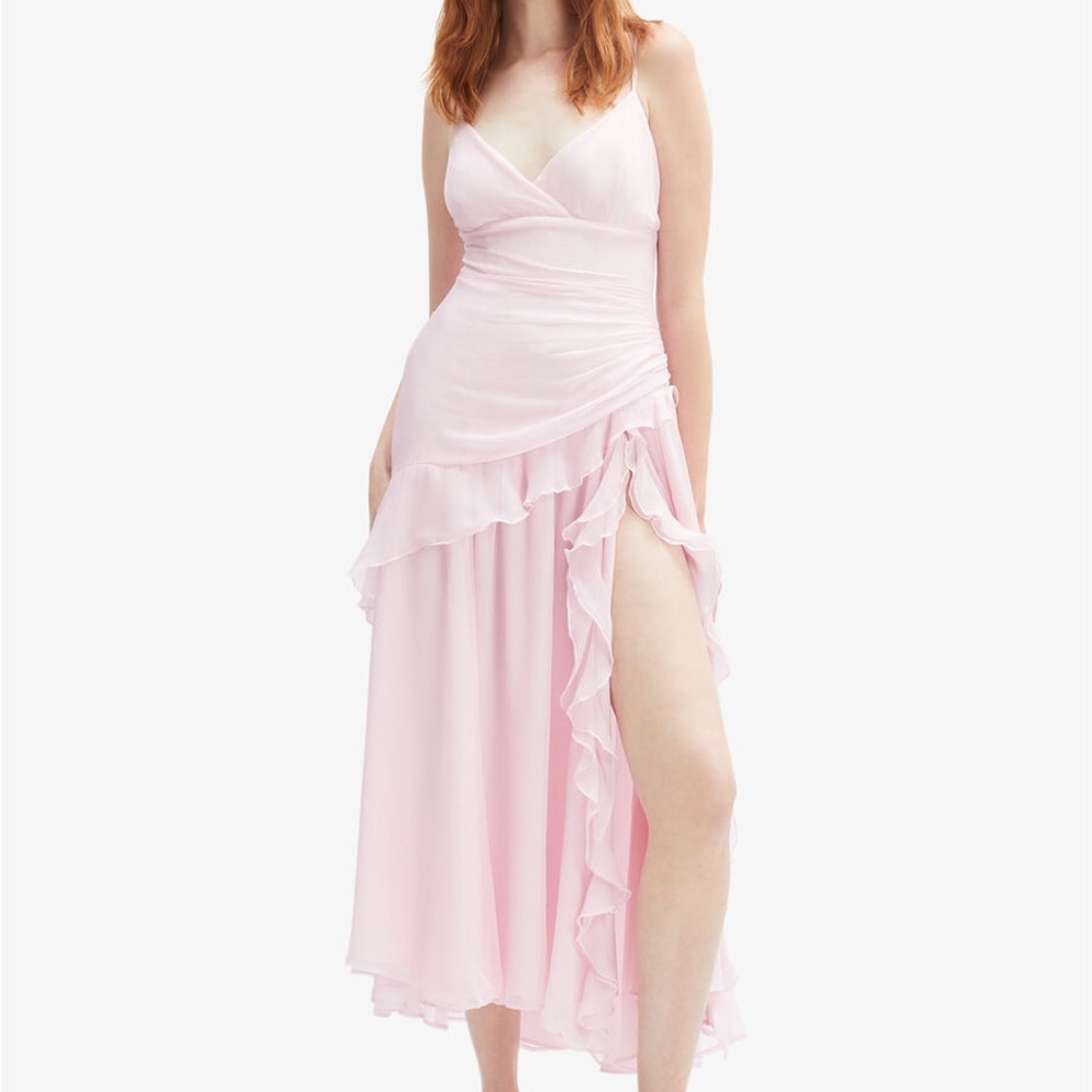 Bardot Yvanna Ruffle Maxi Dress in Soft Pink